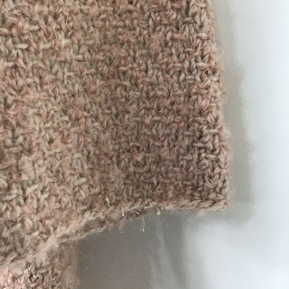 Duster Sweater M Wool Womens Nautral Pink Knit Open Front Cottagecore Hand knit - Picture 7 of 16